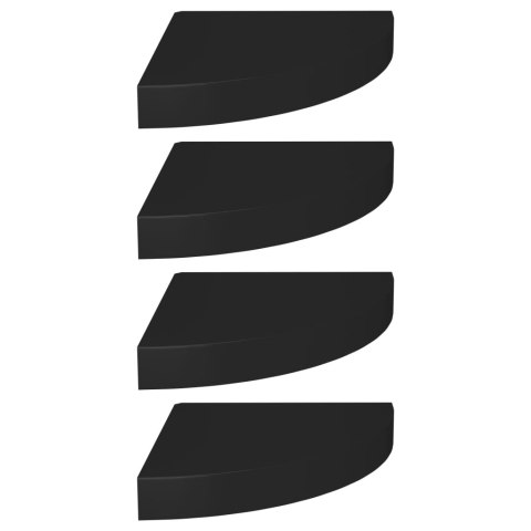  Narożne półki ścienne, 4 szt., czarne, 25x25x3,8 cm, MDF Lumarko!