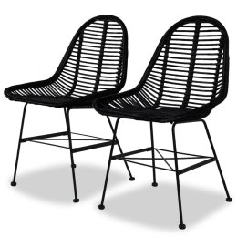  Krzesła stołowe, 2 szt., czarne, naturalny rattan Lumarko!