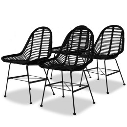  Krzesła stołowe, 4 szt., czarne, naturalny rattan Lumarko!