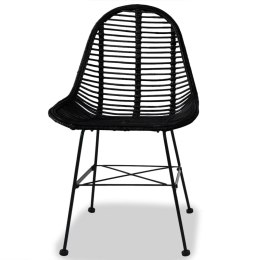  Krzesła stołowe, 4 szt., czarne, naturalny rattan Lumarko!