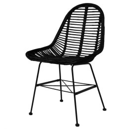  Krzesła stołowe, 6 szt., czarne, naturalny rattan Lumarko!