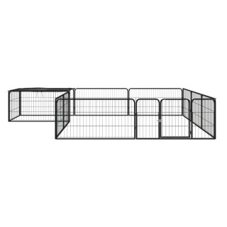  Kojec dla psa, 12 panele, czarny, 100x50 cm, stal Lumarko!