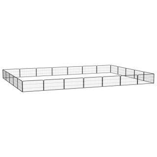  Kojec dla psa, 24 panele, czarny, 100x50 cm, stal Lumarko!