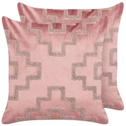  2 welurowe poduszki dekoracyjne geometryczny wzór 45 x 45 cm różowe BAHIA Lumarko!