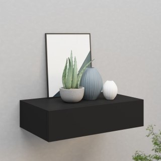  Półka ścienna z szufladą, czarna, 40 x 23,5 x 10 cm, MDF Lumarko!