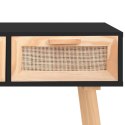  Stolik konsolowy, czarny, 105x30x75 cm, drewno sosnowe i rattan Lumarko!