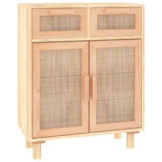  Szafka, brązowa, 60x30x75 cm, lita sosna i naturalny rattan Lumarko!