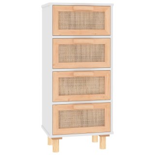  Szafka, biała, 40x30x90 cm, lita sosna i naturalny rattan Lumarko!