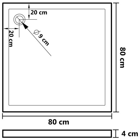  Brodzik prysznicowy z wypustkami, biały, 80x80x4 cm, ABS Lumarko!