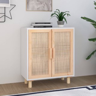  Kredens, biały, 60x30x70 cm, lita sosna i naturalny rattan Lumarko!