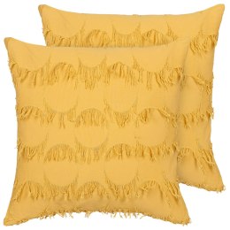  2 poduszki dekoracyjne z frędzlami 45 x 45 cm żółte AGASTACHE Lumarko!