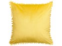  2 welurowe poduszki dekoracyjne z mini pomponami 45 x 45 cm żółte AERANGIS Lumarko!