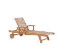  Leżak ogrodowy drewno akacjowe z poduszką kremową JAVA Lumarko!