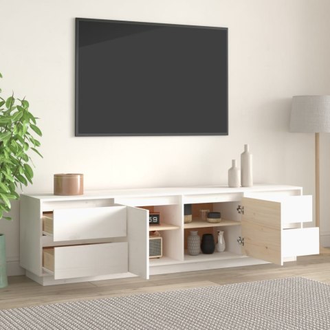  Szafka pod telewizor, biała, 176x37x47,5cm, lite drewno sosnowe Lumarko!