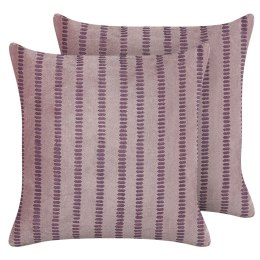  Zestaw 2 welurowych poduszek dekoracyjnych w paski 45 x 45 cm różowy AGAPANTHUS Lumarko!