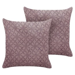  Zestaw 2 welurowych poduszek dekoracyjnych wzór geometryczny 45 x 45 cm różowy LARKSPUR Lumarko!