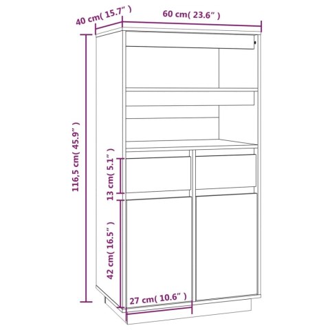  Szafka, szara, 60x40x116,5 cm, lite drewno sosnowe Lumarko!