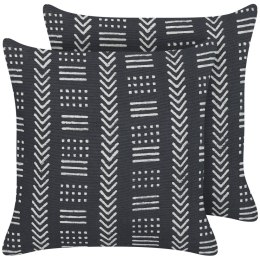  2 bawełniane poduszki dekoracyjne w geometryczny wzór 45 x 45 cm czarno-białe BENZOIN Lumarko!