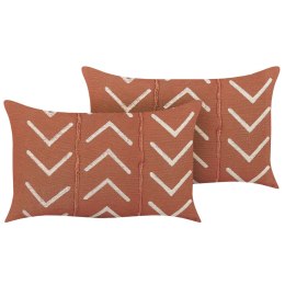  2 bawełniane poduszki dekoracyjne wzór geometryczny 35 x 55 cm pomarańczowe ALBIUM Lumarko!