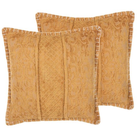  2 poduszki dekoracyjne tłoczone 45 x 45 cm żółte KAVALAM