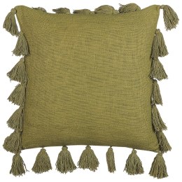  Bawełniana poduszka dekoracyjna z frędzlami 45 x 45 cm zielona LYNCHIS Lumarko!