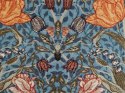  Poduszka dekoracyjna welurowa w kwiaty z frędzlami 45 x 45 cm niebiesko-pomarańczowa MITELLA Lumarko!