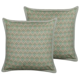  2 bawełniane poduszki dekoracyjne w liście 45 x 45 cm zielona PICTUS Lumarko!