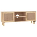  Stolik pod TV, brązowy, 105x30x40 cm, drewno sosnowe i rattan Lumarko!