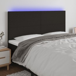  Zagłówek do łóżka z LED, czarny, 200x5x118/128 cm, tkanina Lumarko!