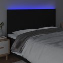  Zagłówek do łóżka z LED, czarny, 200x5x118/128 cm, tkanina Lumarko!