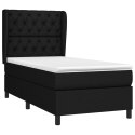  Łóżko kontynentalne z materacem, czarne, tkanina, 80x200 cm Lumarko!