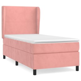  Łóżko kontynentalne z materacem, różowe, aksamit, 90x200 cm Lumarko!