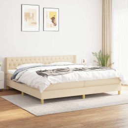  Łóżko kontynentalne z materacem, kremowe, tkanina, 200x200 cm Lumarko!