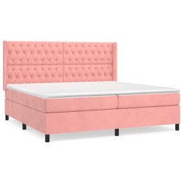  Łóżko kontynentalne z materacem, różowe, aksamit, 200x200 cm Lumarko!