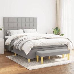  Łóżko kontynentalne z materacem, jasnoszare 140x200 cm, tkanina Lumarko!