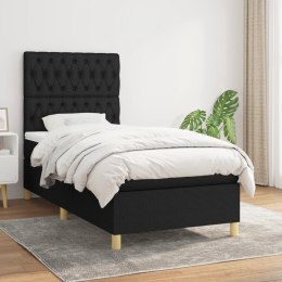  Łóżko kontynentalne z materacem, czarne, tkanina, 90x200 cm Lumarko!
