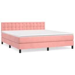  Łóżko kontynentalne z materacem, różowe, 160x200 cm, aksamit Lumarko!