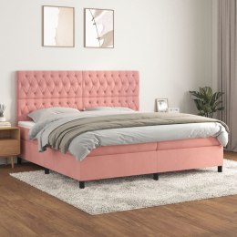  Łóżko kontynentalne z materacem, różowe, aksamit, 200x200 cm Lumarko!