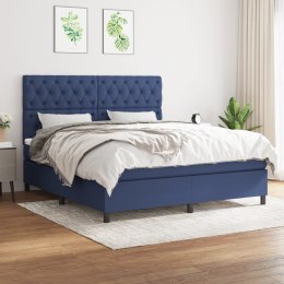  Łóżko kontynentalne z materacem, niebieskie, tkanina, 160x200cm Lumarko!