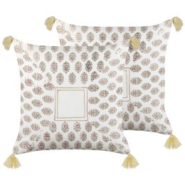  2 bawełniane poduszki dekoracyjne geometryczny wzór z frędzlami 45 x 45 cm wielokolorowe SETOSA Lumarko!