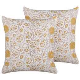  2 bawełniane poduszki dekoracyjne w kwiaty 45 x 45 cm biało-żółte CALATHEA Lumarko!