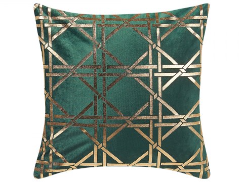  2 poduszki dekoracyjne w geometryczny wzór 45 x 45 cm zielone ze złotym CASSIA