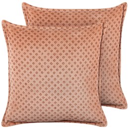  2 welurowe poduszki dekoracyjne wzór w romby 45 x 45 cm różowe RHODOCOMA Lumarko!