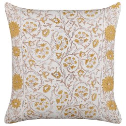  Bawełniana poduszka dekoracyjna w kwiaty 45 x 45 cm biało-żółta CALATHEA Lumarko!