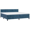  Łóżko kontynentalne, materac i LED, niebieski aksamit 200x200cm Lumarko!