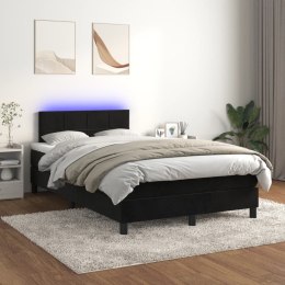  Łóżko kontynentalne z materacem i LED, czarny aksamit 120x200cm Lumarko!