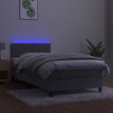  Łóżko kontynentalne z materacem i LED, szare 100x200cm, aksamit Lumarko!