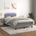  Łóżko kontynentalne z materacem i LED, szare 120x200cm, aksamit Lumarko!