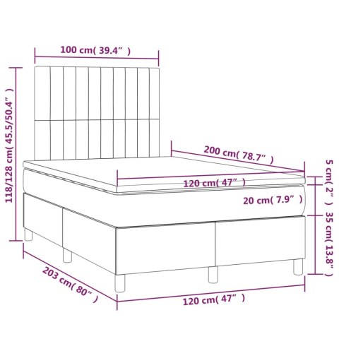  Łóżko kontynentalne z materacem, ciemnoszara tkanina 120x200 cm Lumarko!