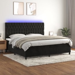  Łóżko kontynentalne z materacem i LED, czarny aksamit 200x200cm Lumarko!